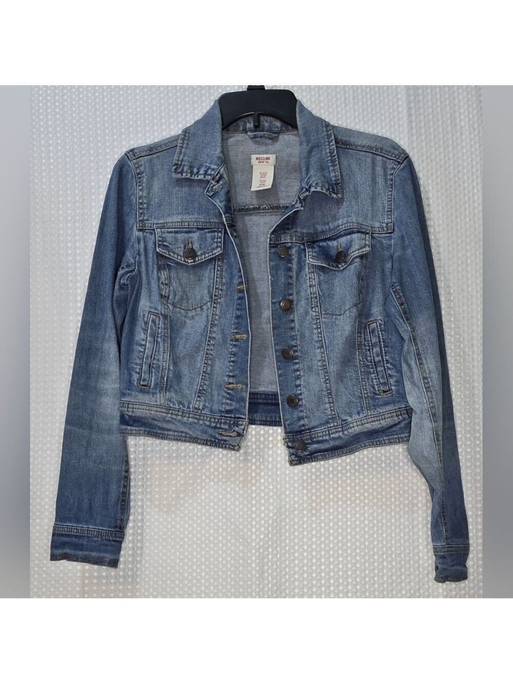 Mossimo Cropped Trucker Jacket Classic Blue Jean Jacket Casual Layering - Picture 4 of 14